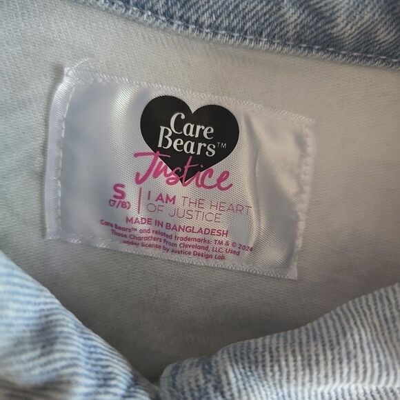 Care Bears Justice Denim Jacket Kids Girls Size Small 7/8 Blue White Jean - Picture 3 of 10